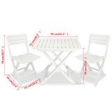 vidaXL Ensemble de bistro pliable 3 pcs Plastique Blanc