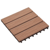 vidaXL Carreau de terrasse en relief 11 pcs WPC 30x30 cm 1 m² Marron