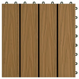 vidaXL Carreau de terrasse en relief 11 pcs WPC 30x30 cm 1 m² Marron