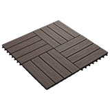 vidaXL Carreau de terrasse en relief 11 pcs WPC 30x30 cm 1 m² Marron