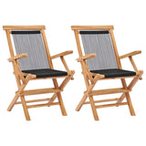 vidaXL Chaises pliables de jardin 2 pcs Bois de teck solide et corde