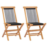 vidaXL Chaises pliables de jardin 2 pcs Bois de teck solide et corde (plusieurs options disponibles)