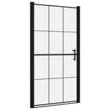 vidaXL Porte de douche verre trempé 91x195 cm noir