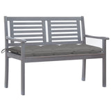 vidaXL Banc de jardin 2 places avec coussin 120 cm Gris Eucalyptus