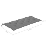 vidaXL Banc de jardin 2 places avec coussin 120 cm Gris Eucalyptus