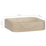 vidaXL Lavabo Crème 40x40x10 cm Marbre