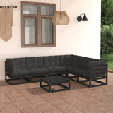 vidaXL Salon de jardin 7 pcs avec coussins Noir Bois de pin massif (plusieurs options disponibles)