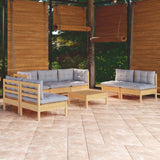 vidaXL Salon de jardin 8 pcs avec coussins gris Bois de pin massif (plusieurs options disponibles)