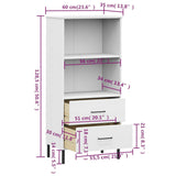 vidaXL Bibliothèque à 2 tiroirs Blanc 60x35x128,5 cm Bois massif OSLO